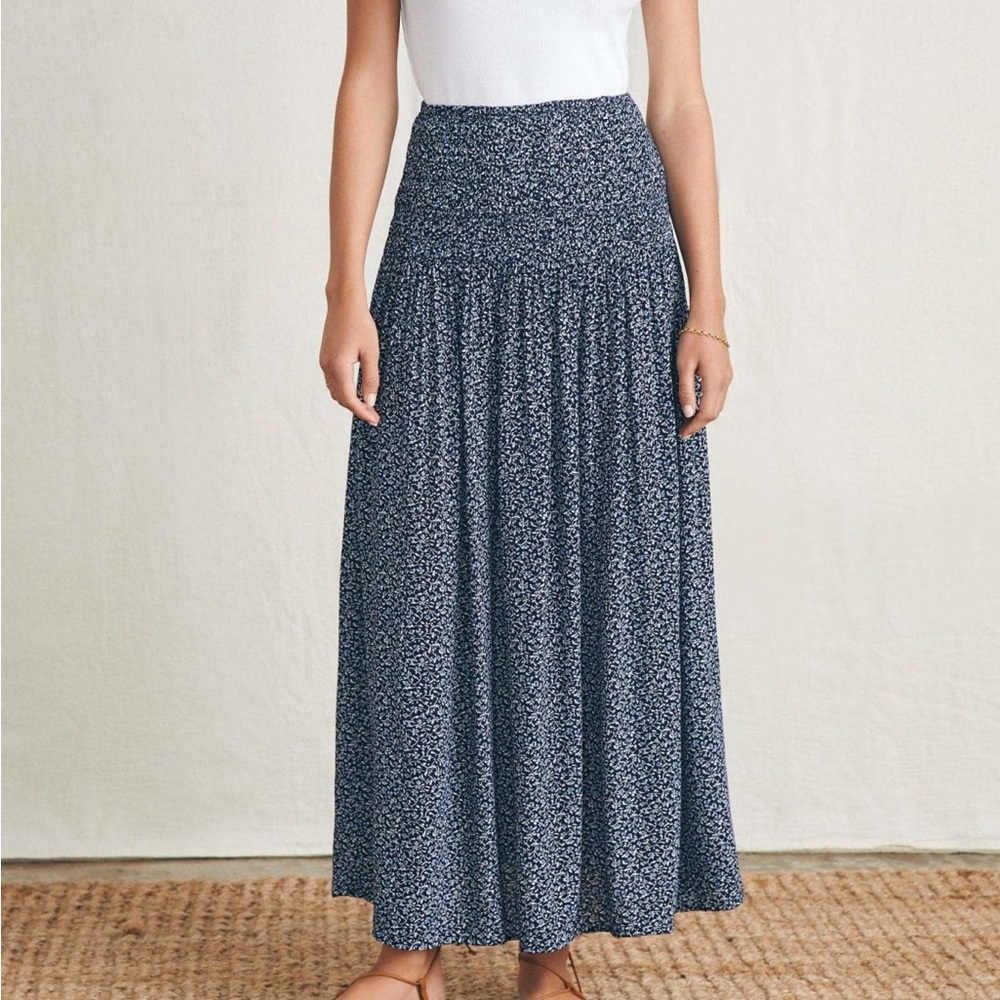 Faherty Blue and Black Patterned Maxi Skirt size XXL